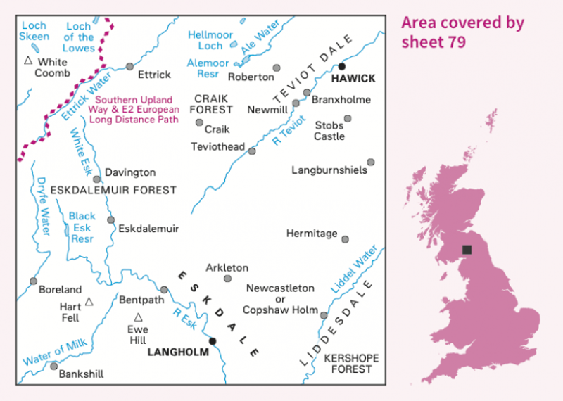 OS Landranger Map 79 - Hawick and Eskdale Langholm-1